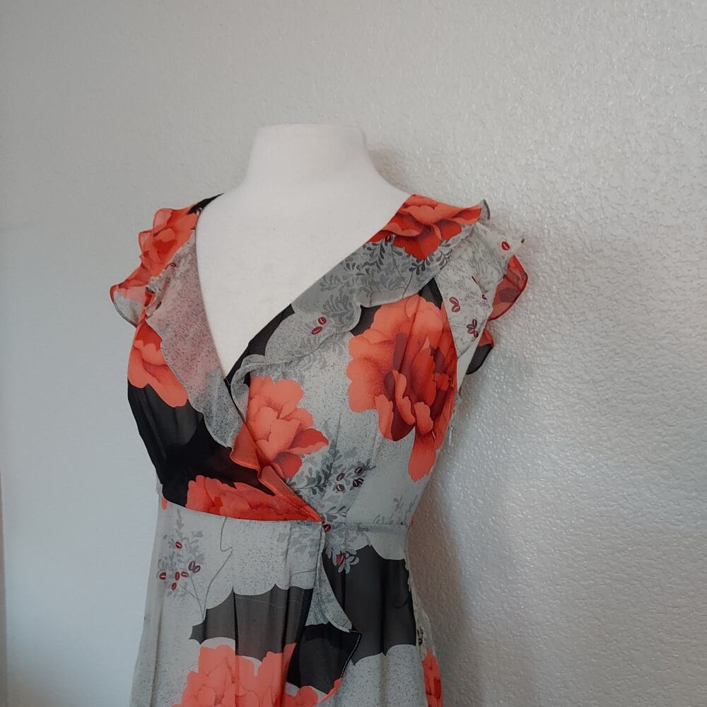 Moulinette Soeurs Sheer Coral Silk Spring Dress Size 6 - Picture 5 of 12